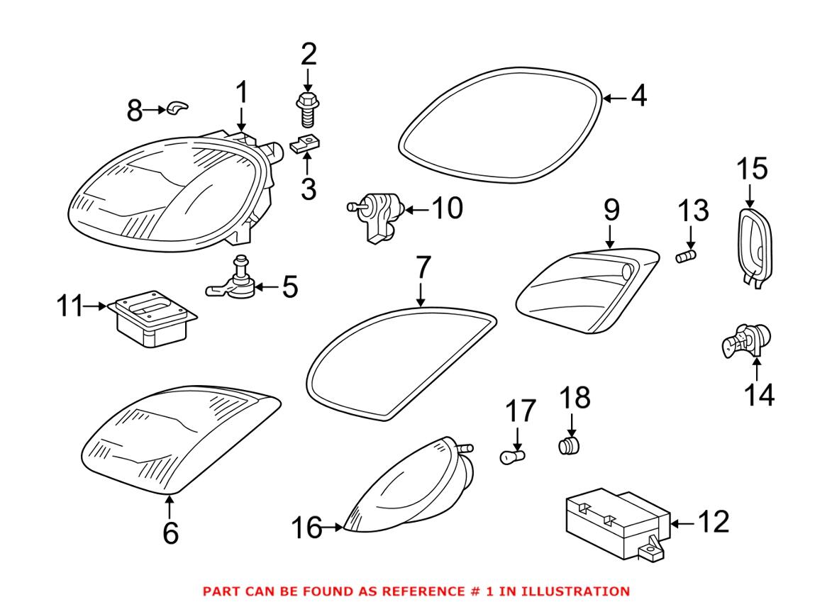 Mercedes Headlight Assembly - Passenger Side (Halogen) 1708202861